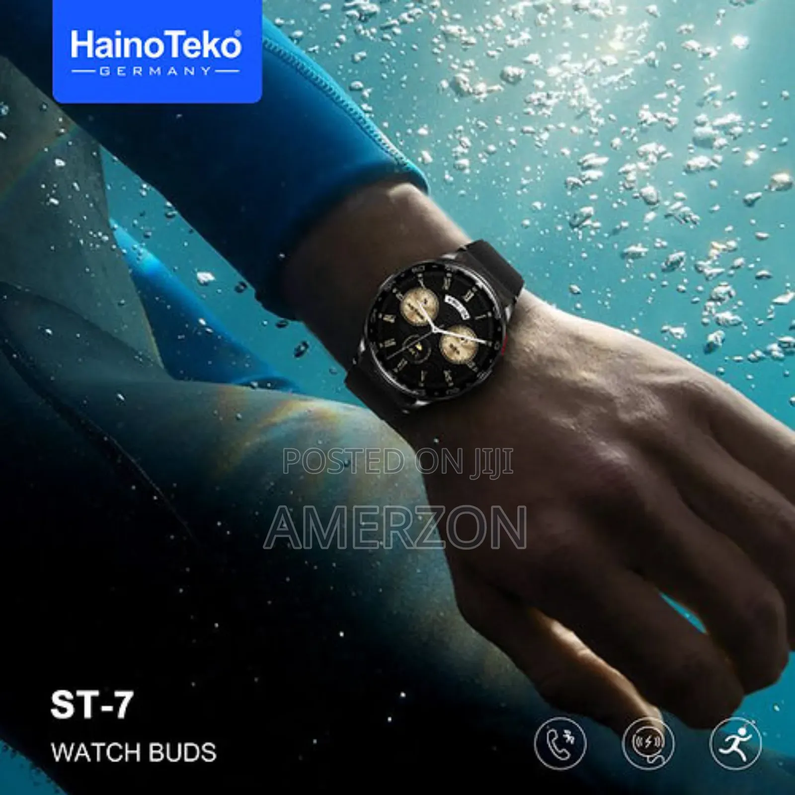 Hainoteko St-7 Waterproof Smart Watch With Integrated Earbud