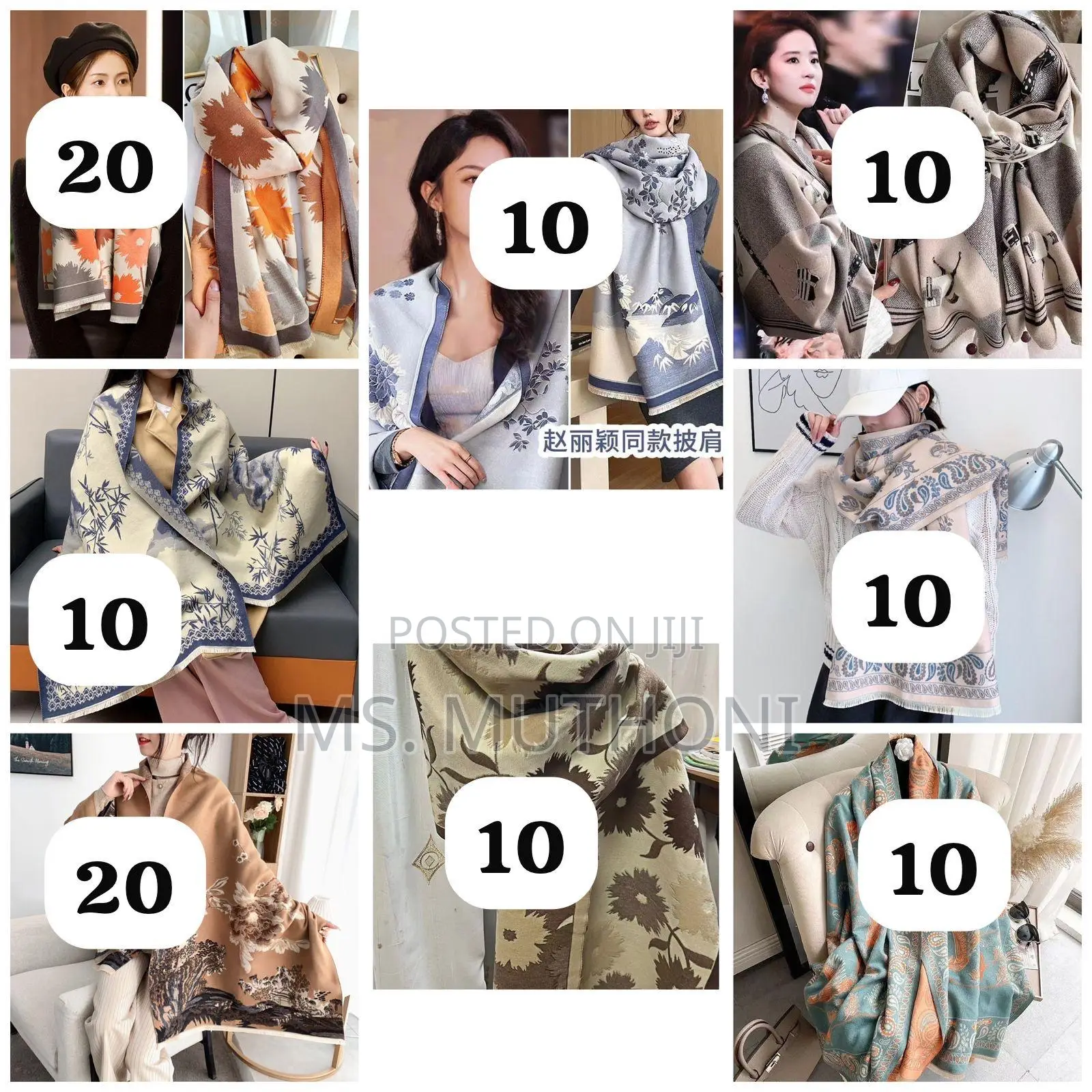 Luxury Floral Print Scarf for Women Warmer Winter