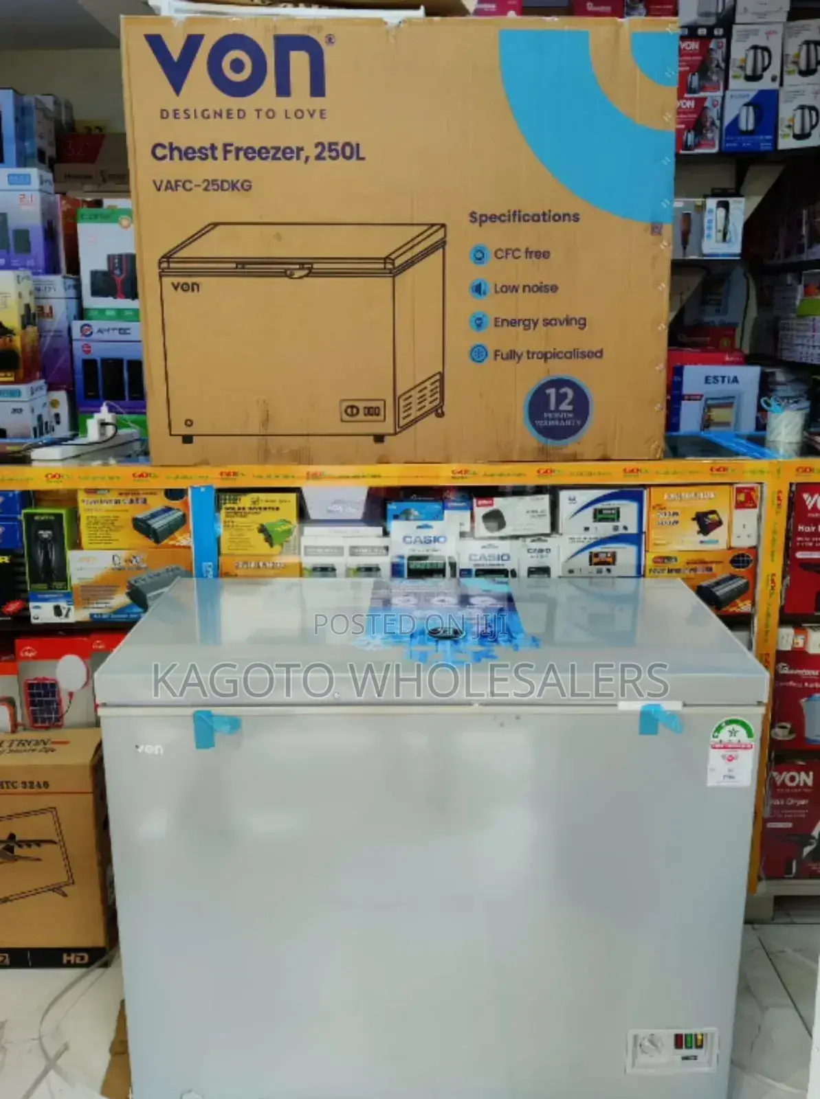 Von Deep Freezer 250litres Silver Color V250l-Fr