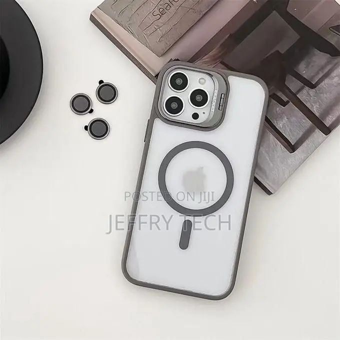 Grey Magnetic Case for iPhone 15 Pro – Shockproof, Camera
