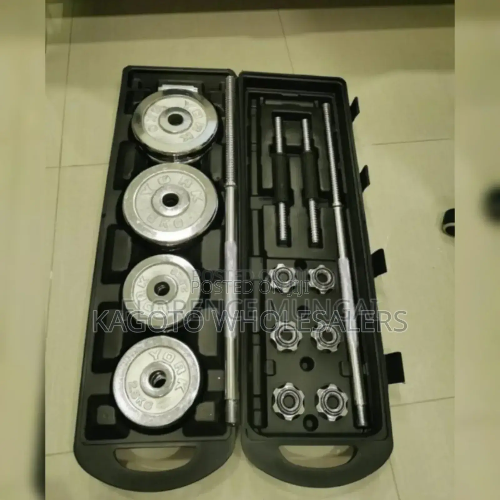 Silver - 50kgs Dumbells Set. Brand New
