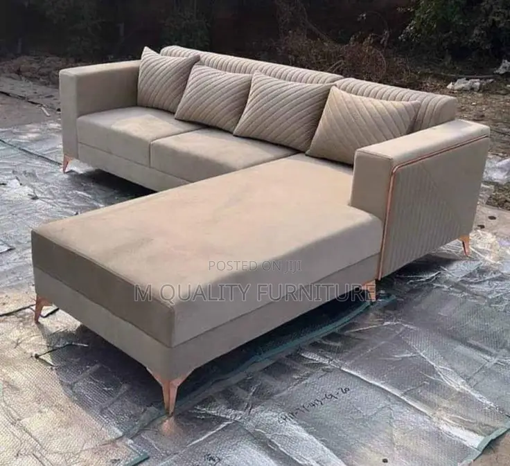 Beige 6 Seater L Shaped Sofa