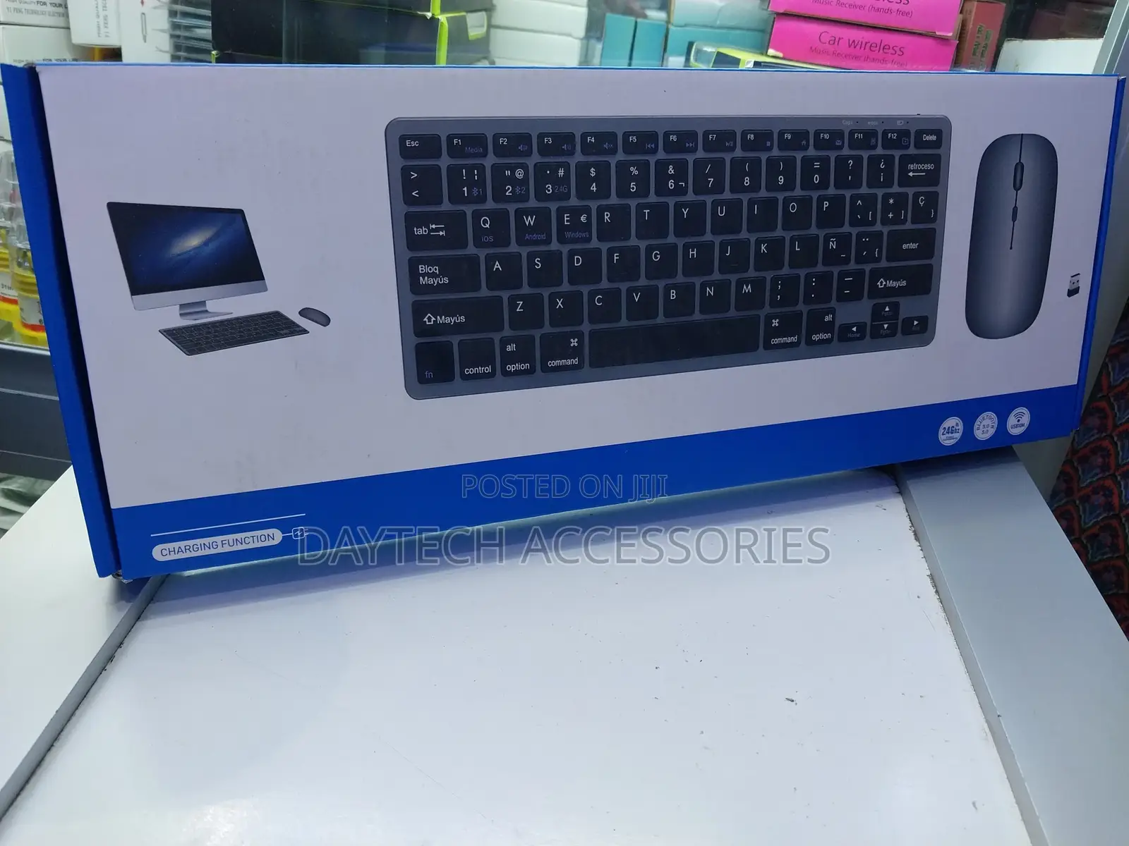 Rechargable Mini Wireless Keyboard Mouse Combo-(Black)