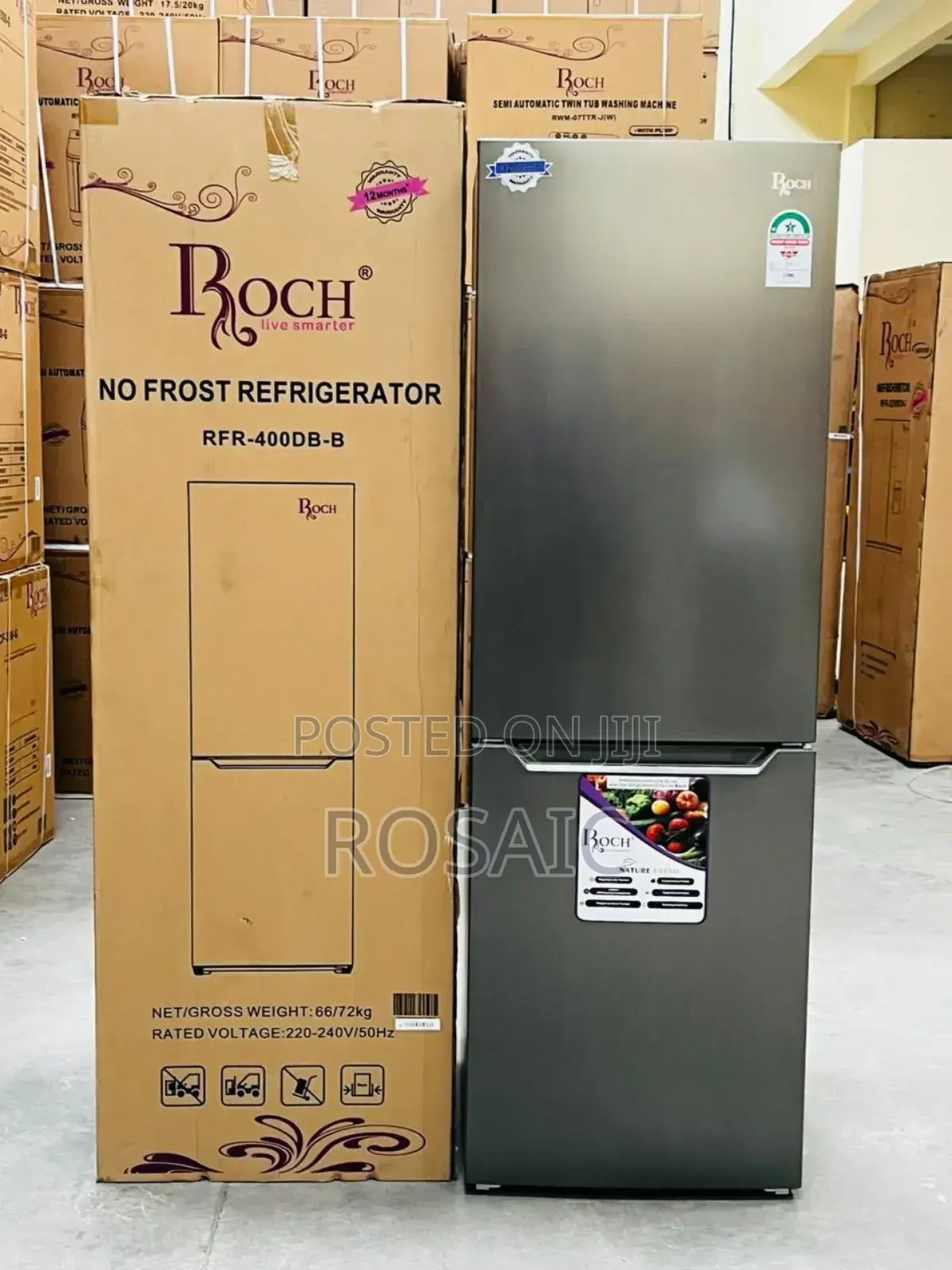 Roch No Frost Double Door Fridge With Bottom Freezer 330l