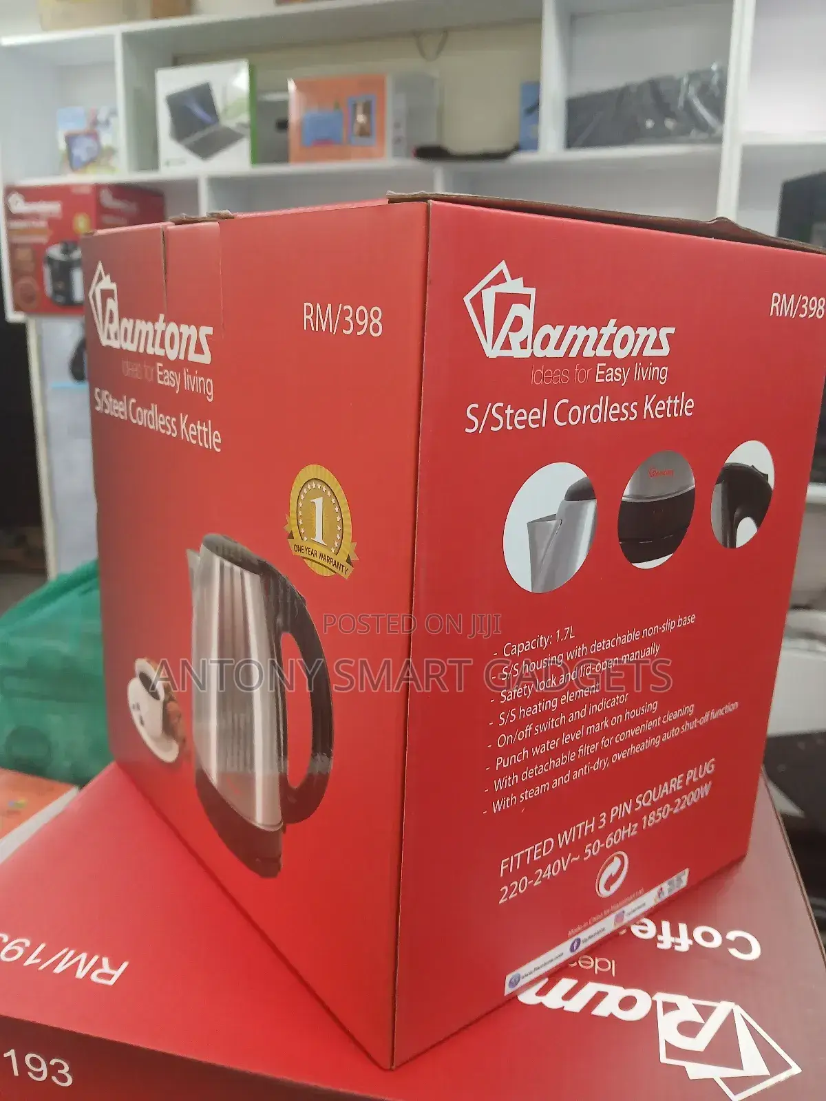 Cordless Electric Kettle 1.7 Liters Stainless Steel- Rm/398