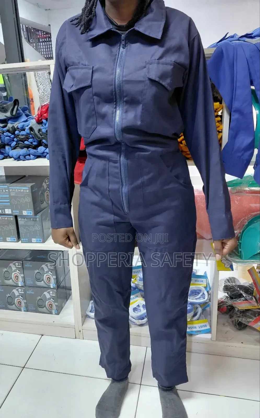 Plain Overall- Navy Blue With Zip Closure