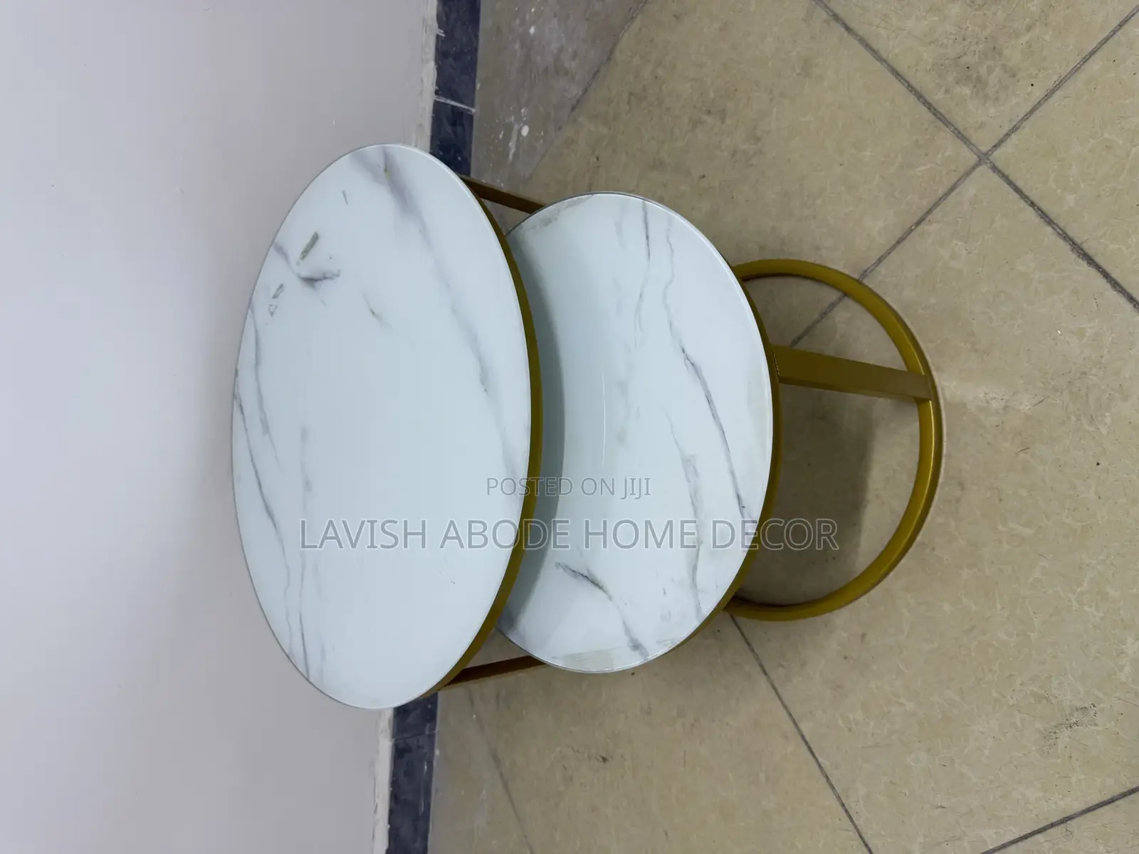 Offer! Glass Top Marble Nesting 2 in 1 Coffee Tables White Gold Legs