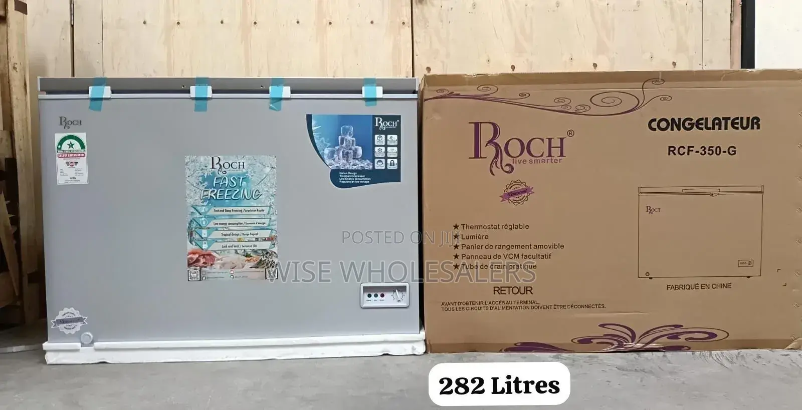 282 Litres Roch Chest Freezer With Cool Pack Sliding Glass