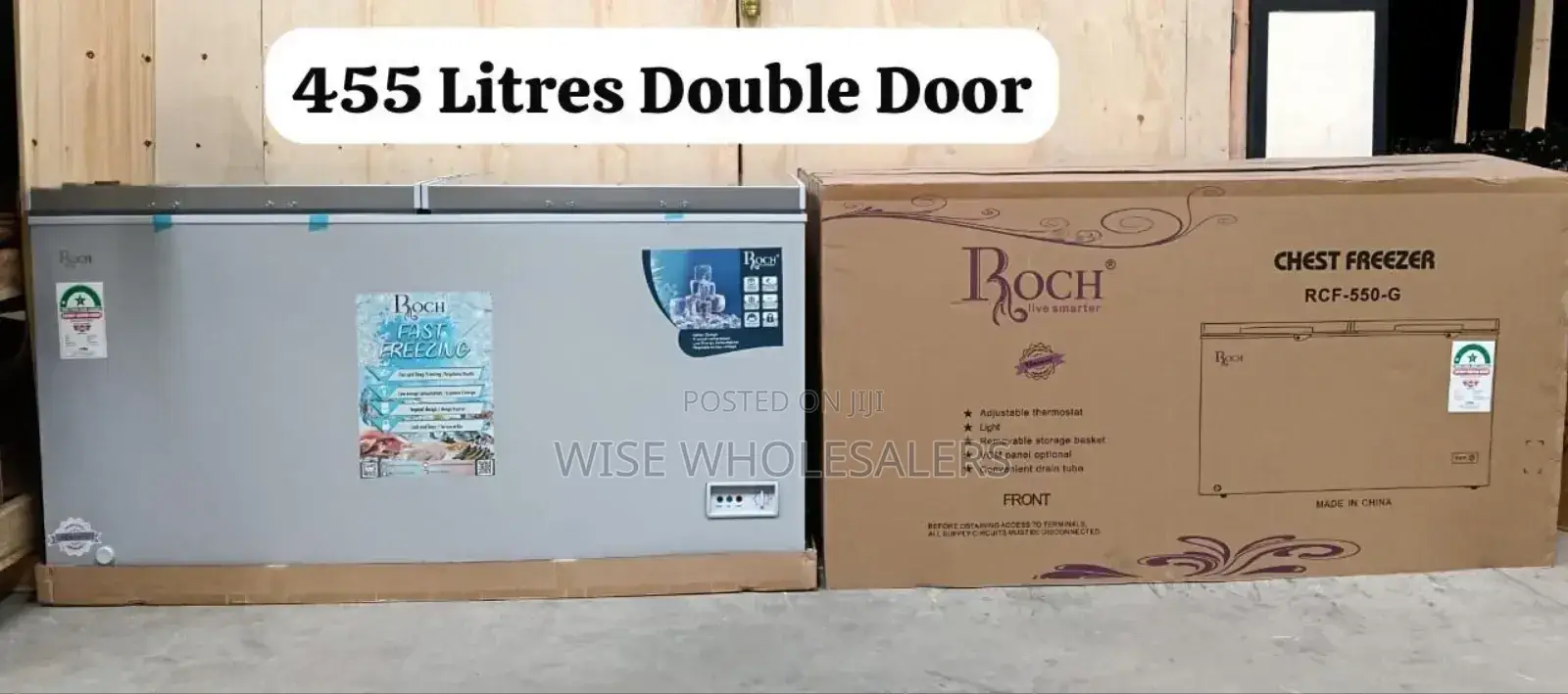 455 Litres Roch Chest Freezer With Cool Pack Sliding Glass
