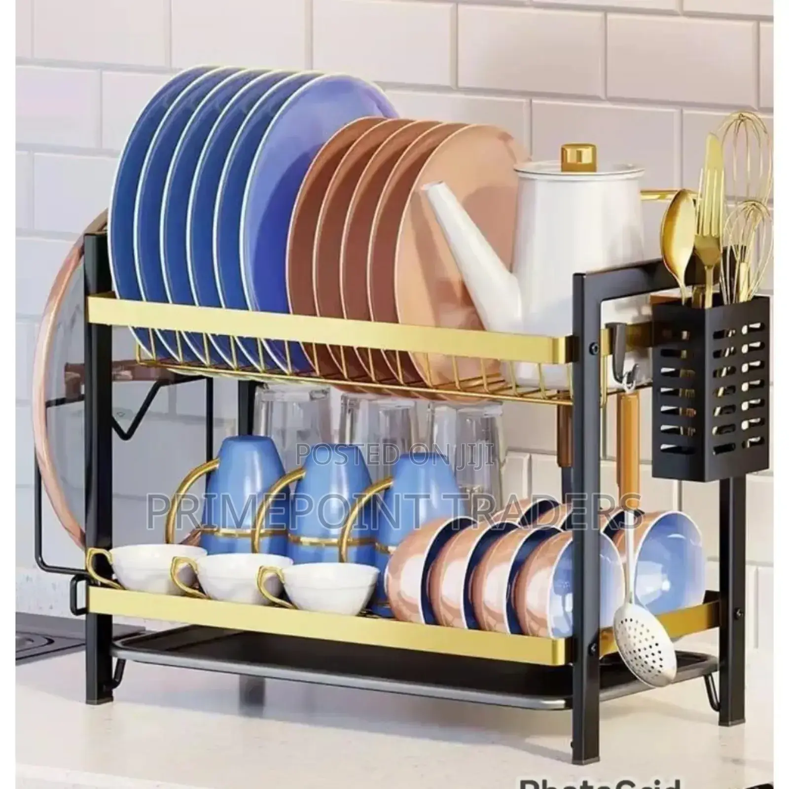 2tier Black Gold Dishrack