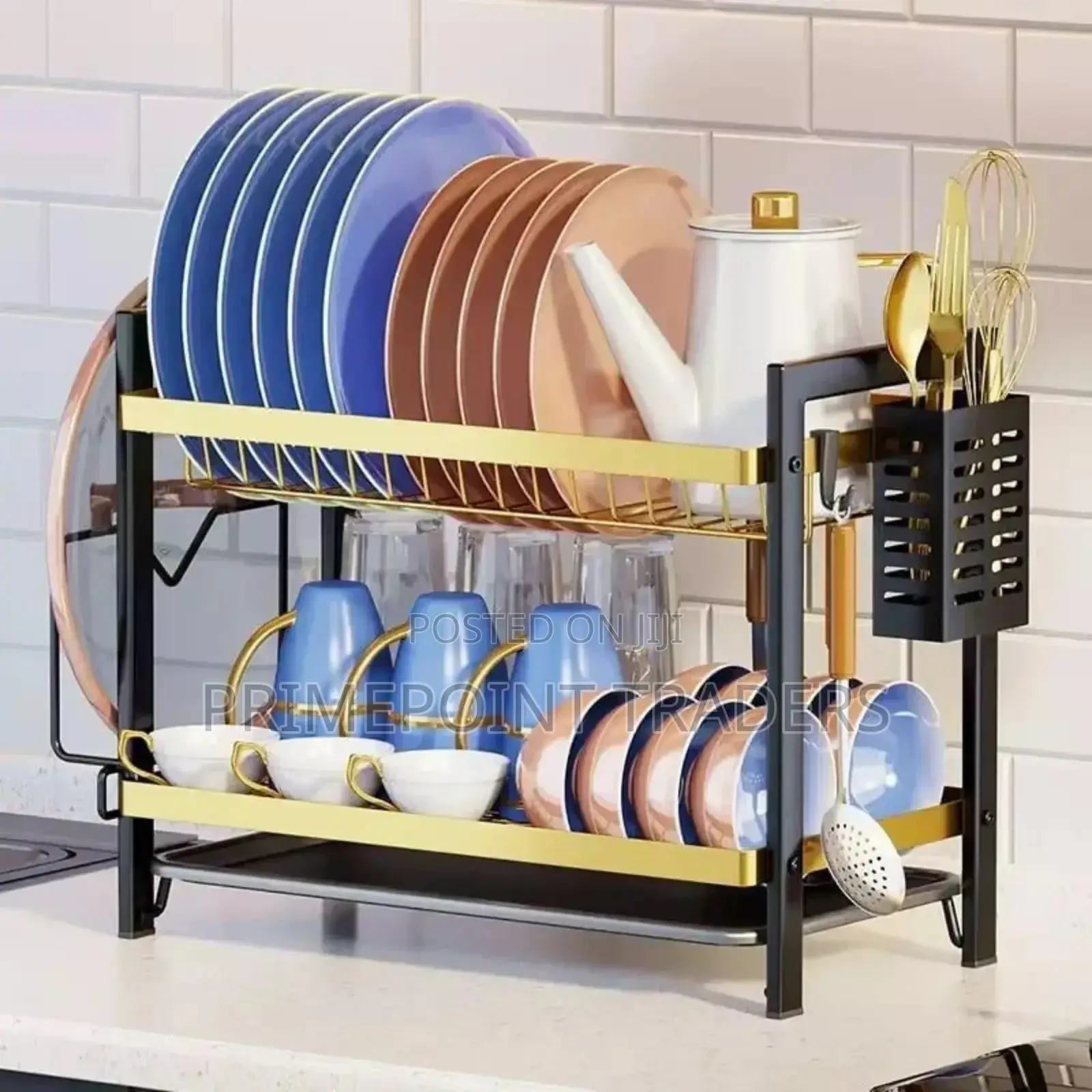 2 Tier Black/Gold Dishrack ✓