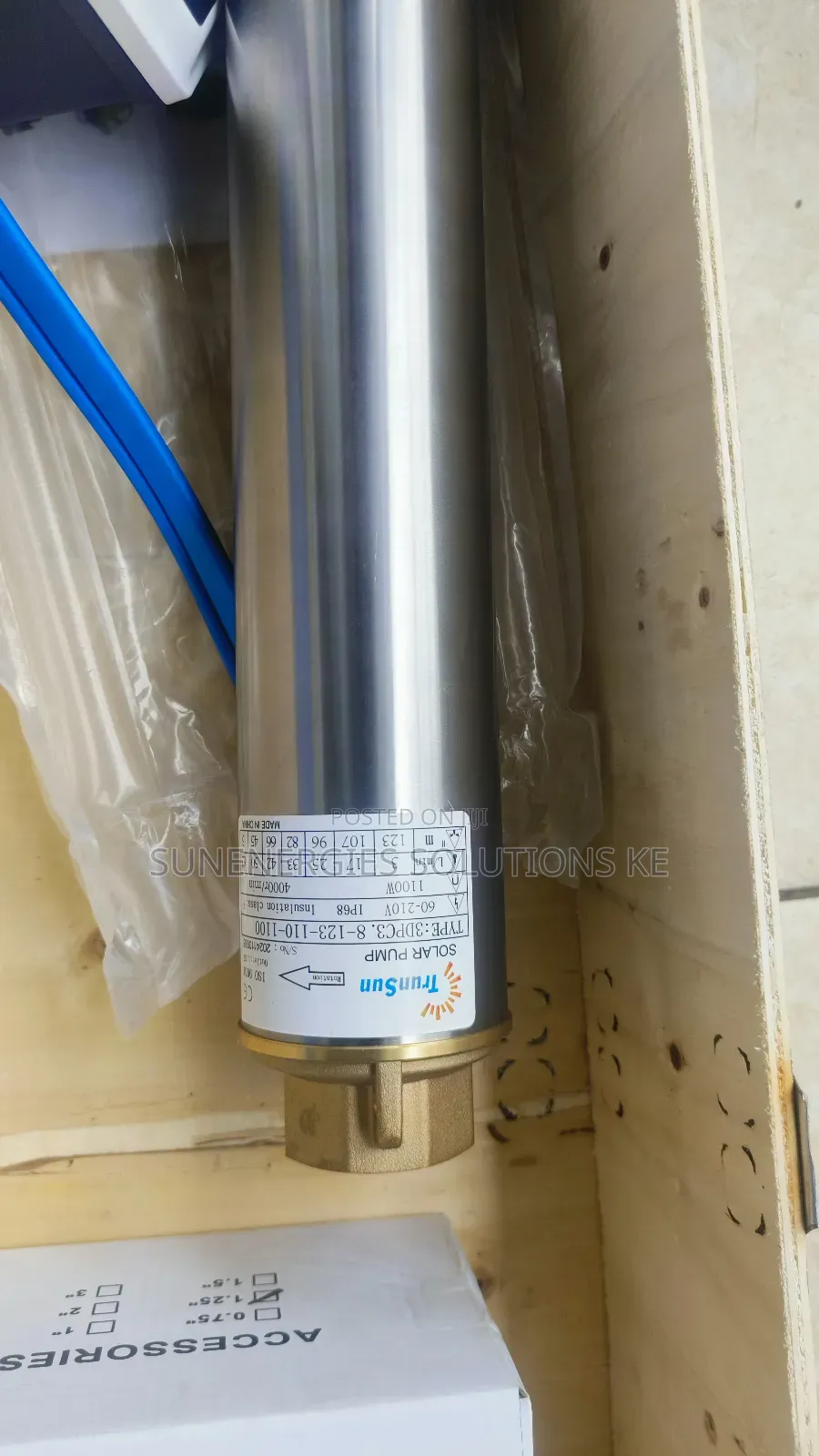 Trunsun Ac/Dc 1.1kw 123m 8cubicm/H Submersible Solar Pump