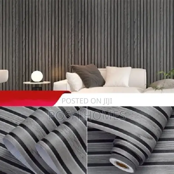 Grey Fluted Self Adhesive Wallpapers
