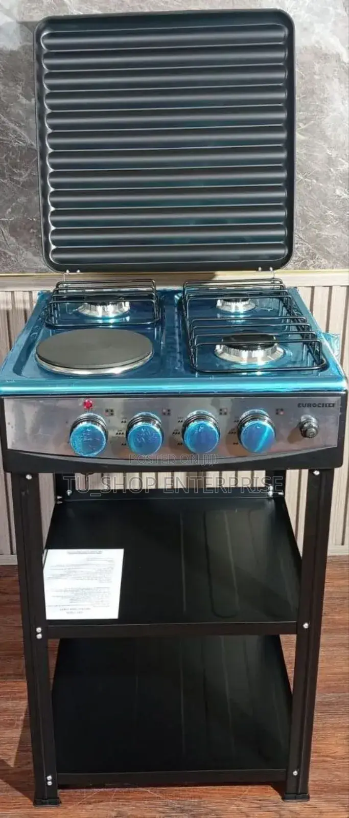 Eurochef 3 Gas +1 Electric Standing Cooker With Shelves