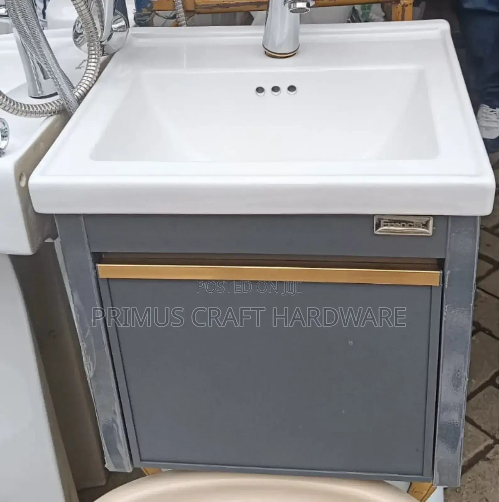 Vanity Cabinet -Grey and Gold