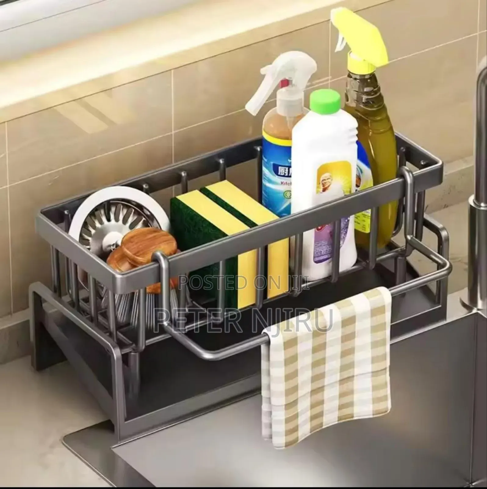 Restocked !! Metallic Sink Caddy With Kitchen Organizer