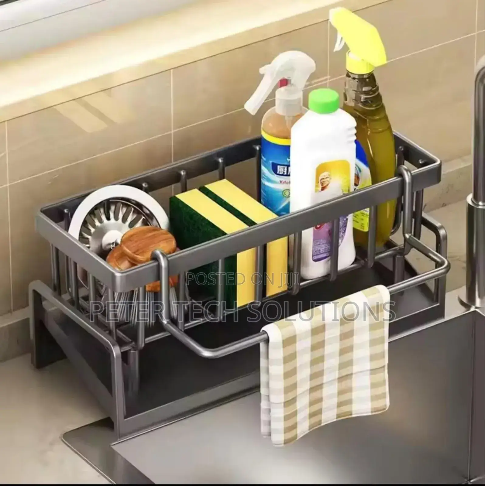 Restocked !! Metallic Sink Caddy With Kitchen Organizer
