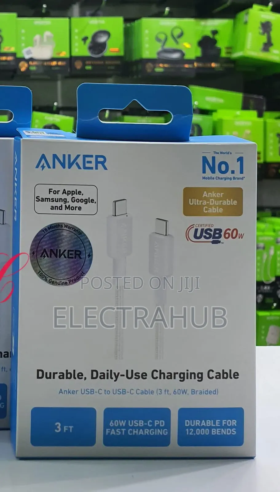Anker 60w 3ft* 322 Usb-C to Usb-C Cable Braided New Sealed