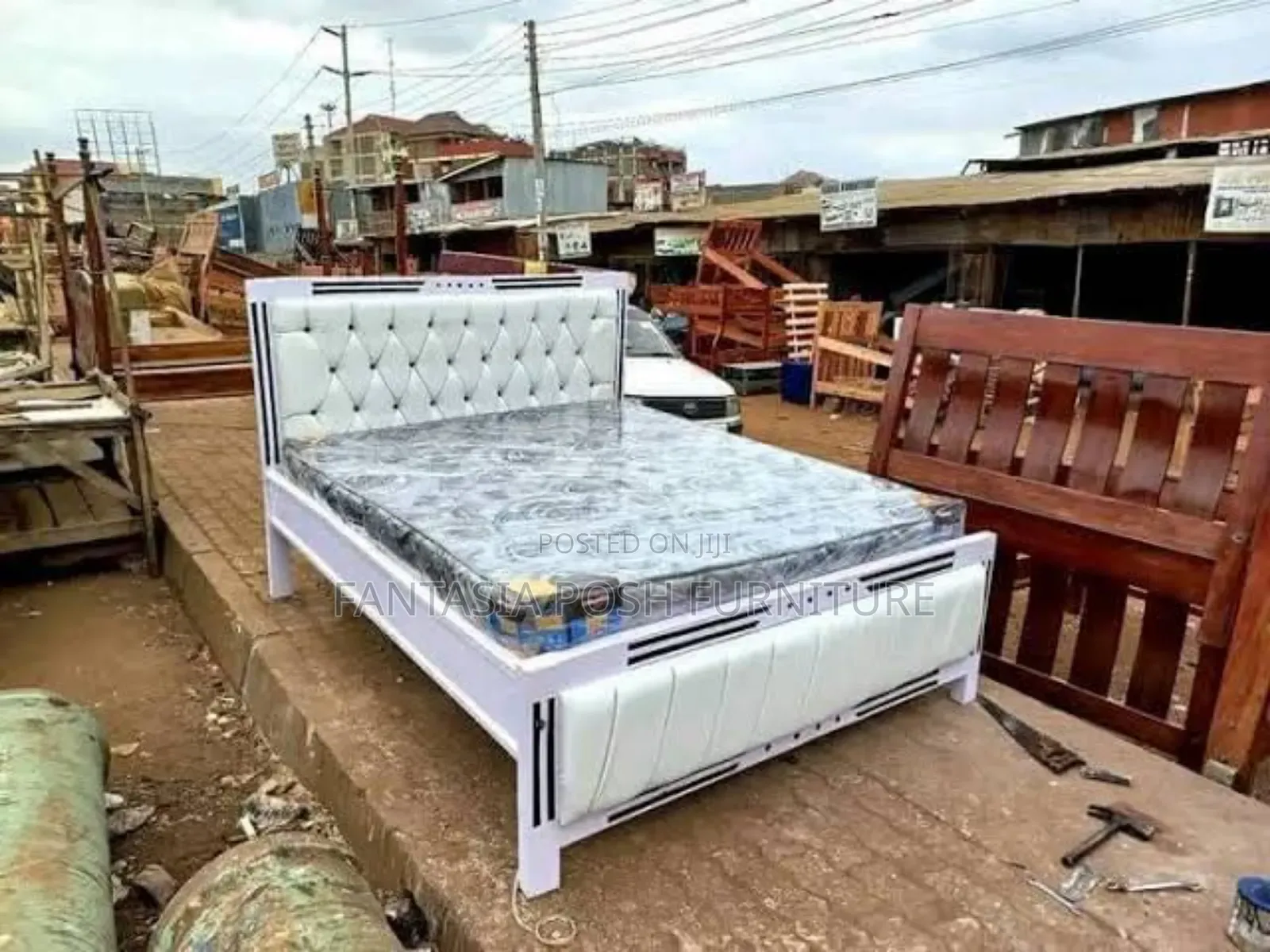 White Diamond Mocket Bed+ Johari Mattress ( 5 by 6)