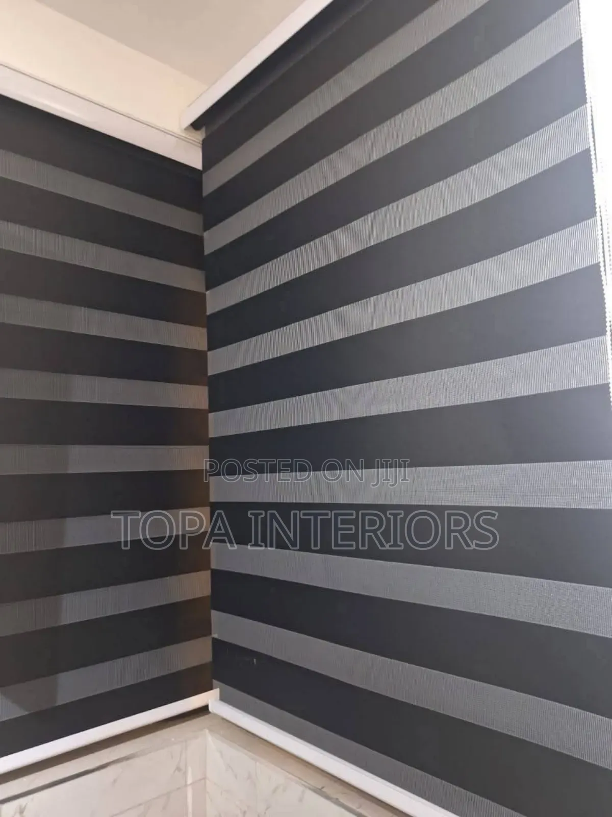 Black Horizontal Office Roller Blinds Installation