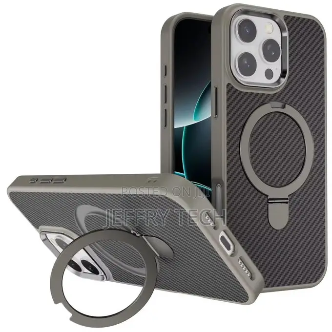 Carbon Fiber Texture Magnetic Stand for iPhone 14 Pro Max