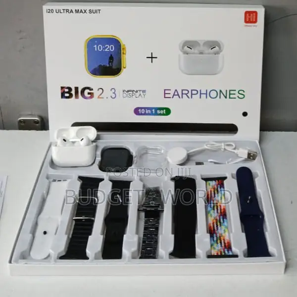 I60 Ultra Smart Watch 2.3inch Screen - Earbuds and 2 Dails