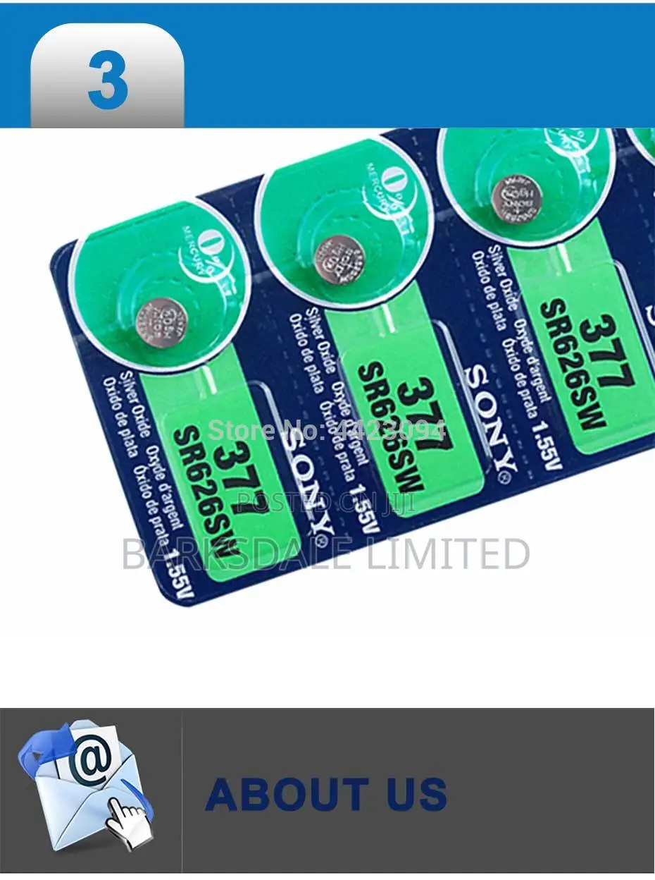 5pc Sony Original 377 SR626SW AG4 1.55V Silver Oxide Watch