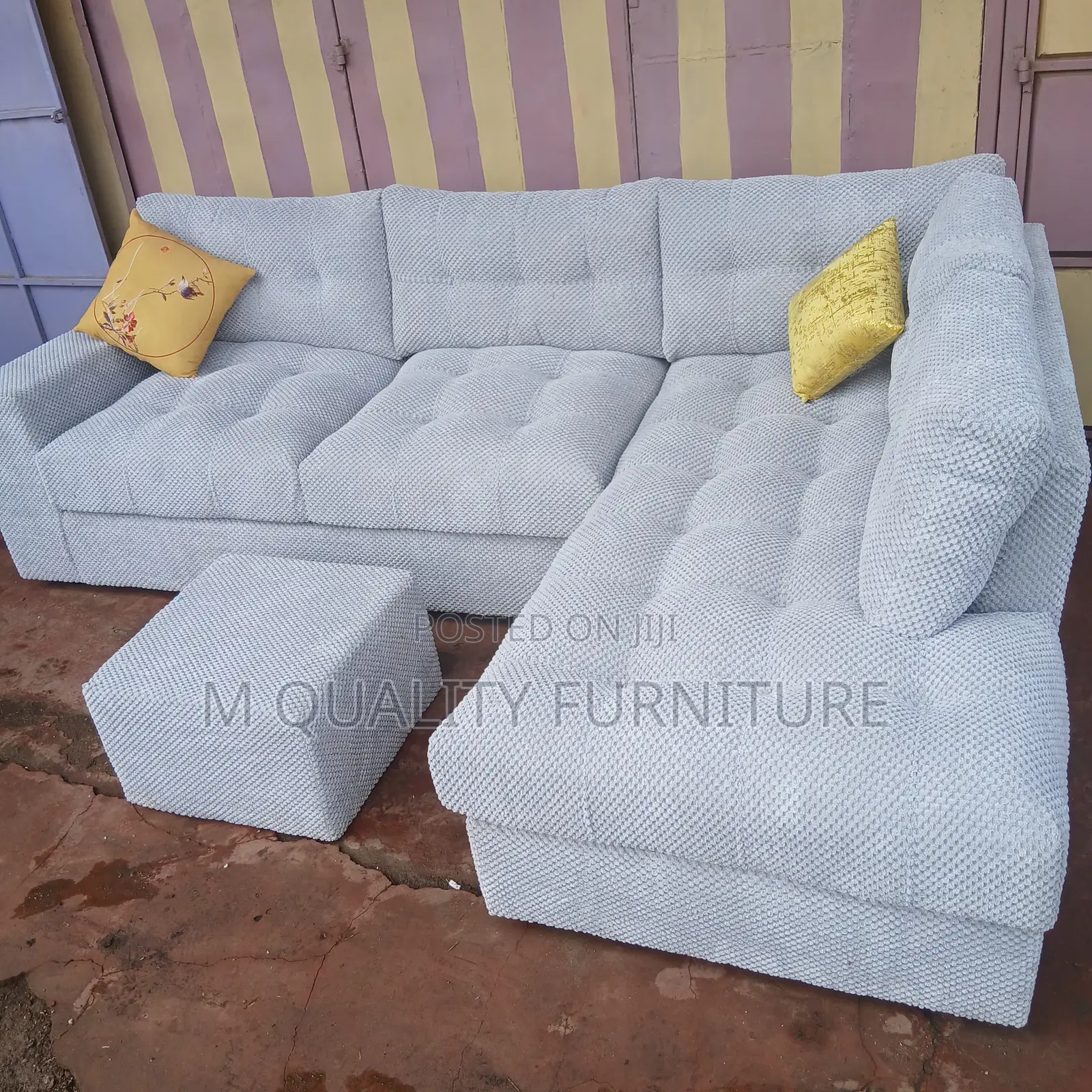 White New Modern L Seat With Ottoman