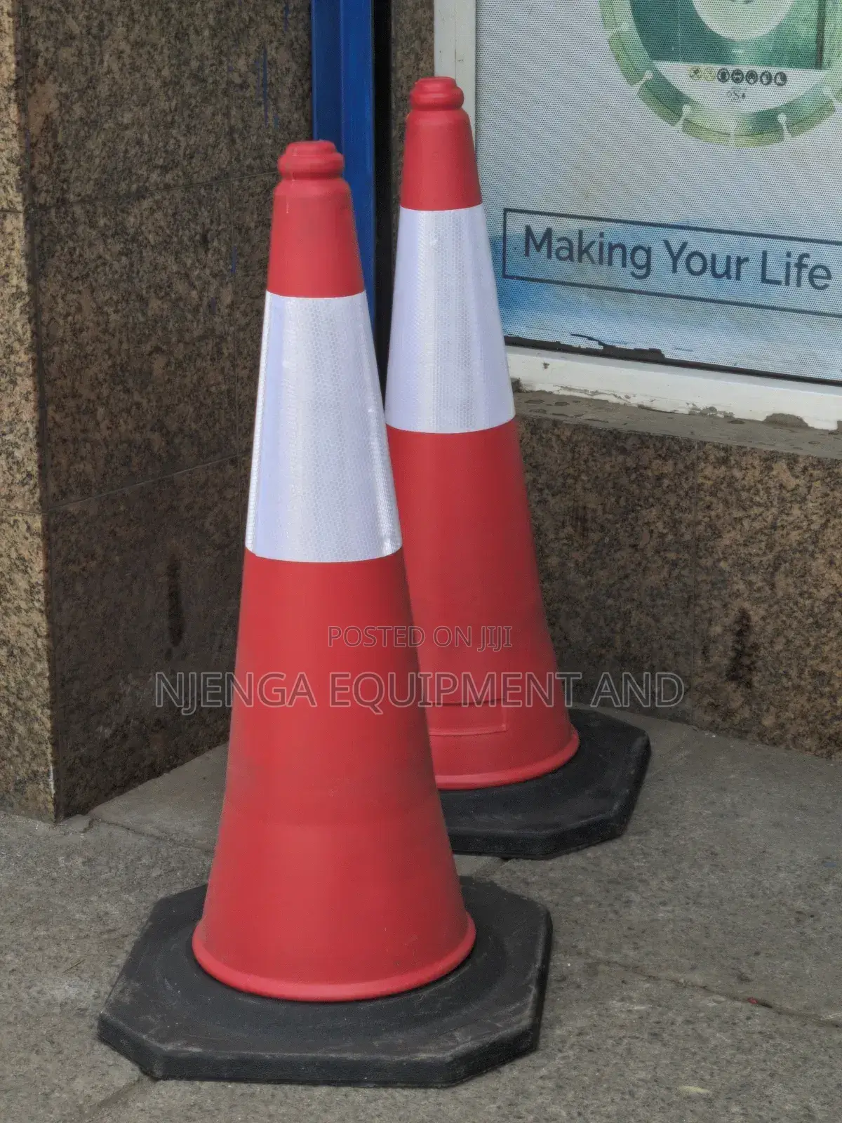 Heavy Base Traffic Cone – Red With Reflective Bands