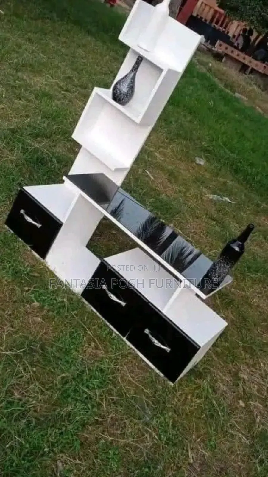 Black White Tv Stand With Shelves