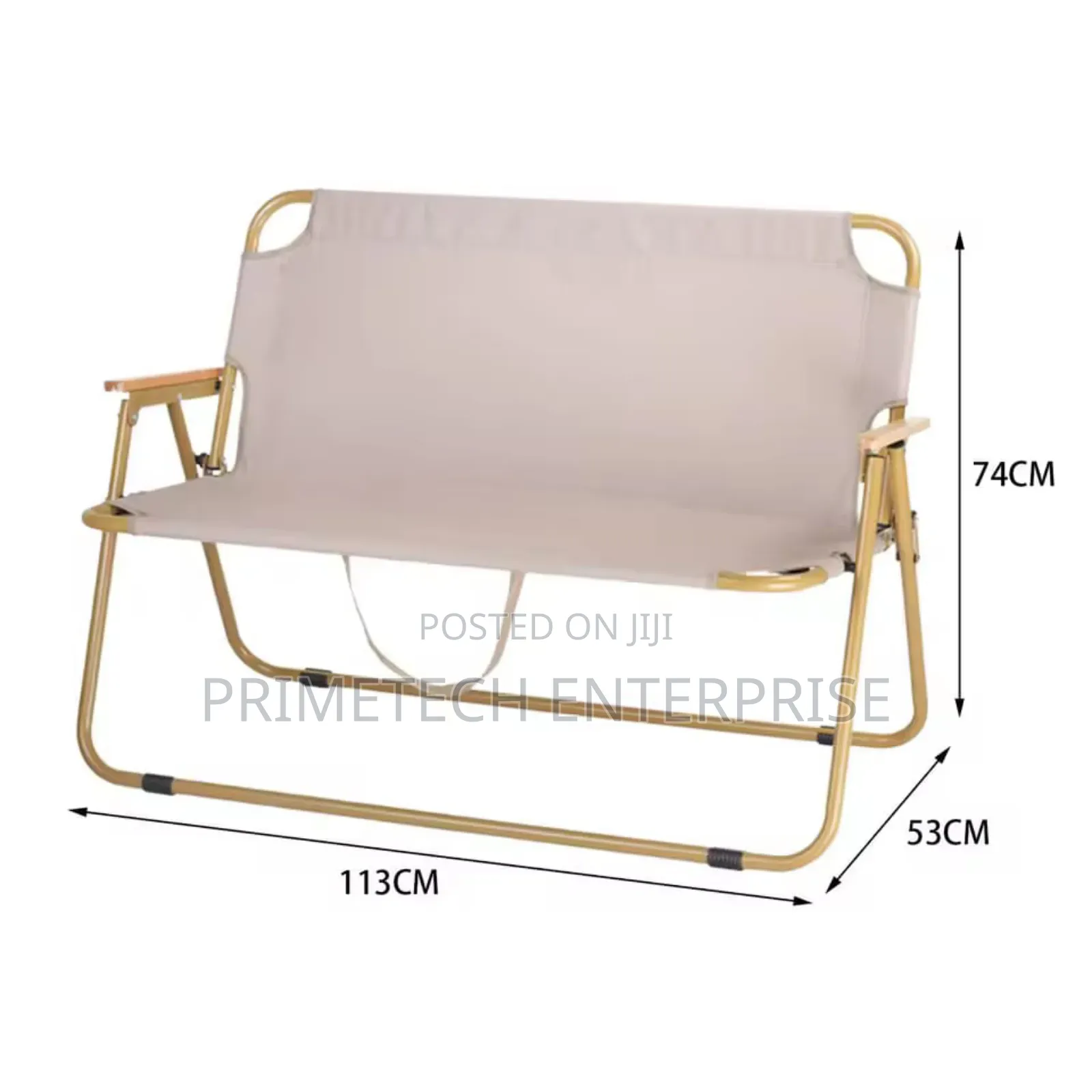 Portable Double Seat for Camping With Wood Armrest
