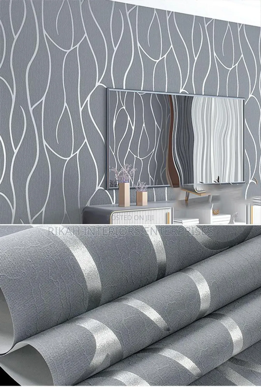 Grey Wallpaper With Silver Lines
