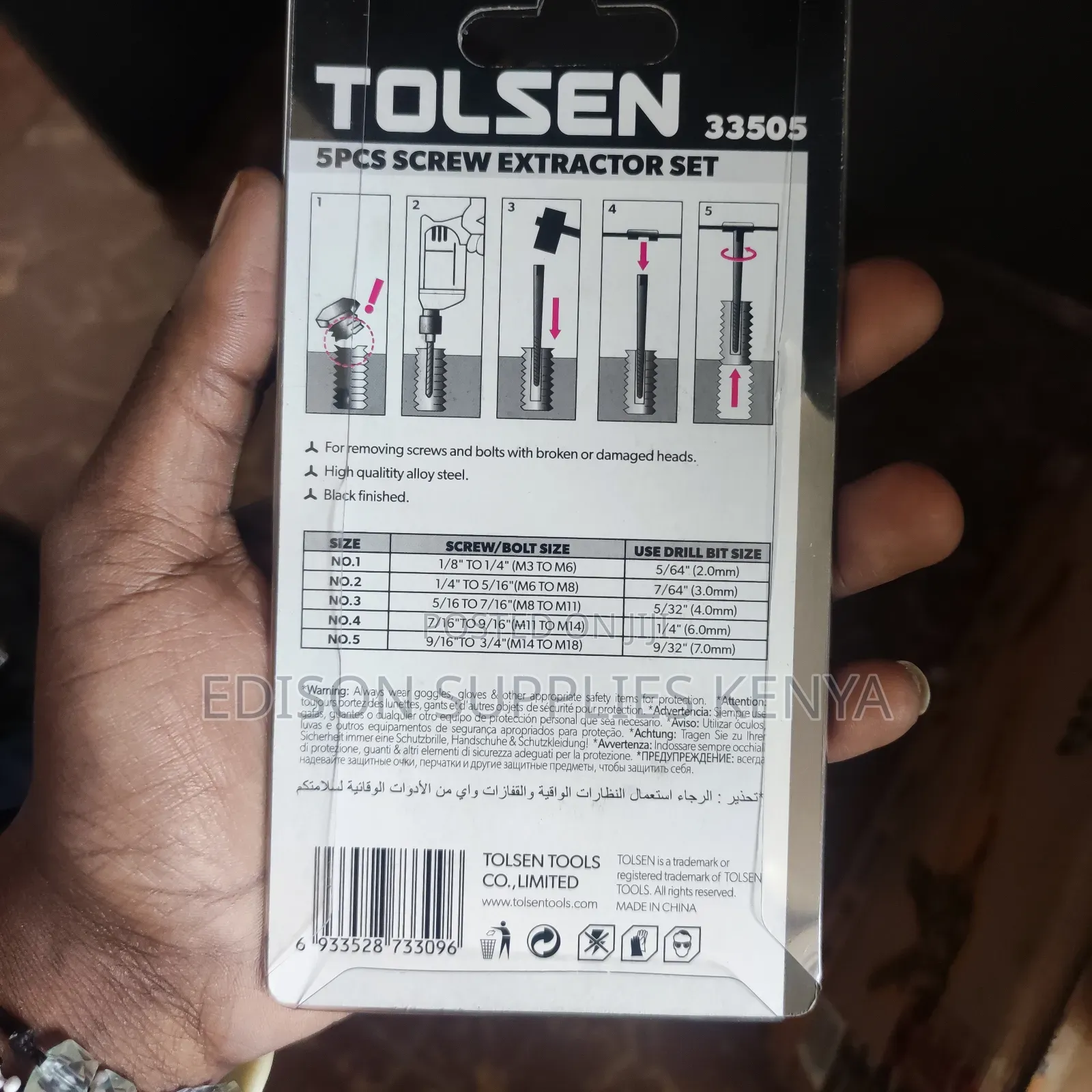 Screw Extractor Set Tolsen 5pcs Damaged Screw Remover Bits