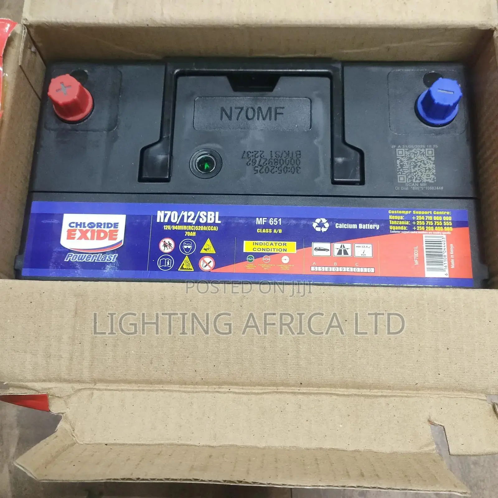 Chloride Exide N70 Mf Car Battery for 2000cc - 2700cc
