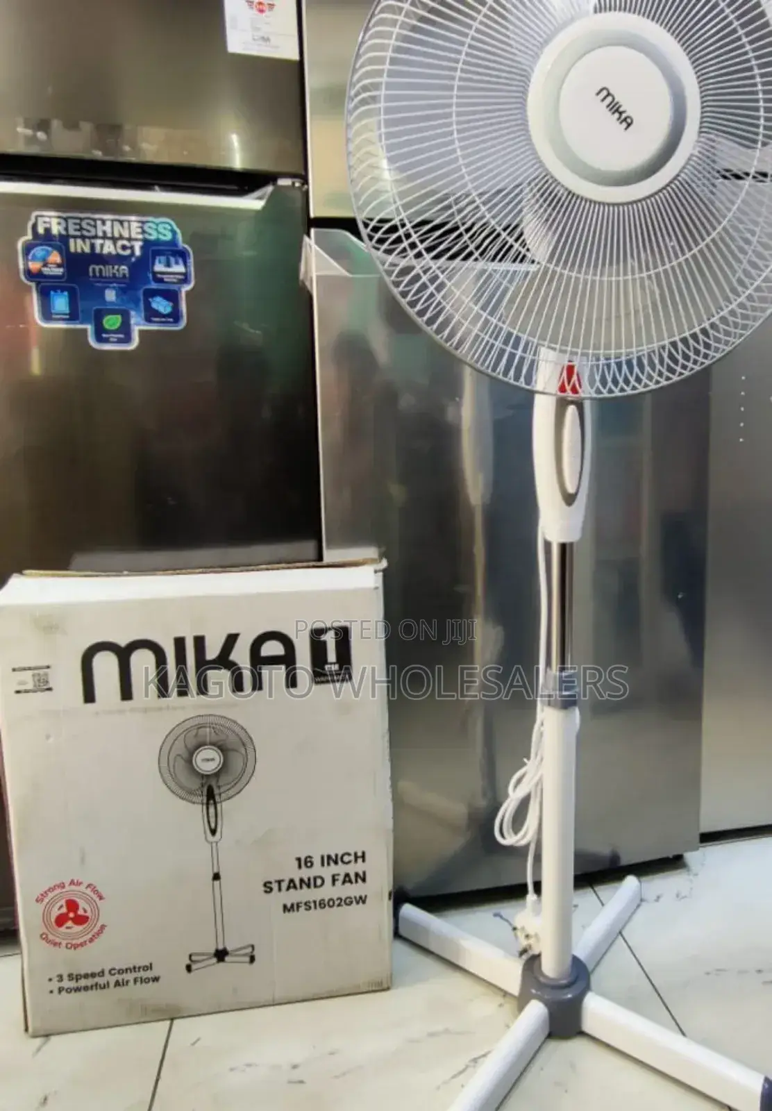 Mika Stand Fan 16inch3 Speed Control, Strong Air Flow MSF-01