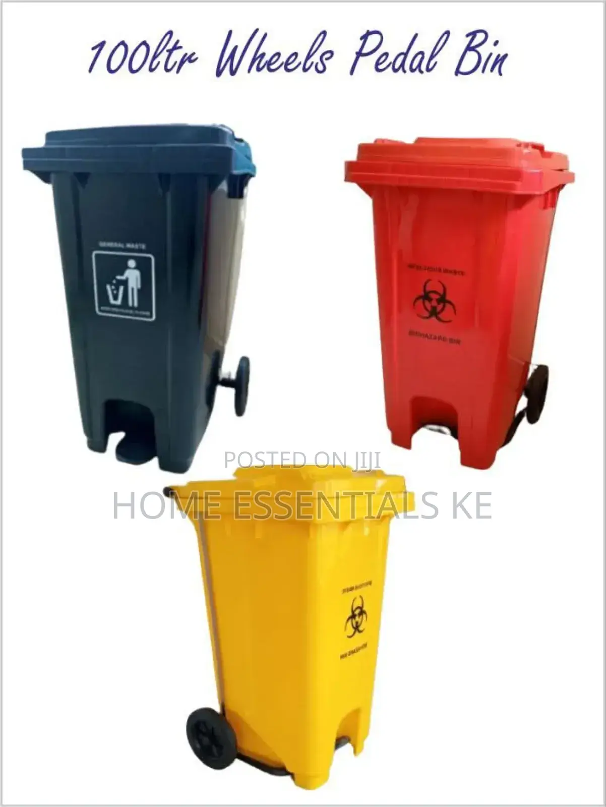 100l Biohazard Dustbin With Wheels