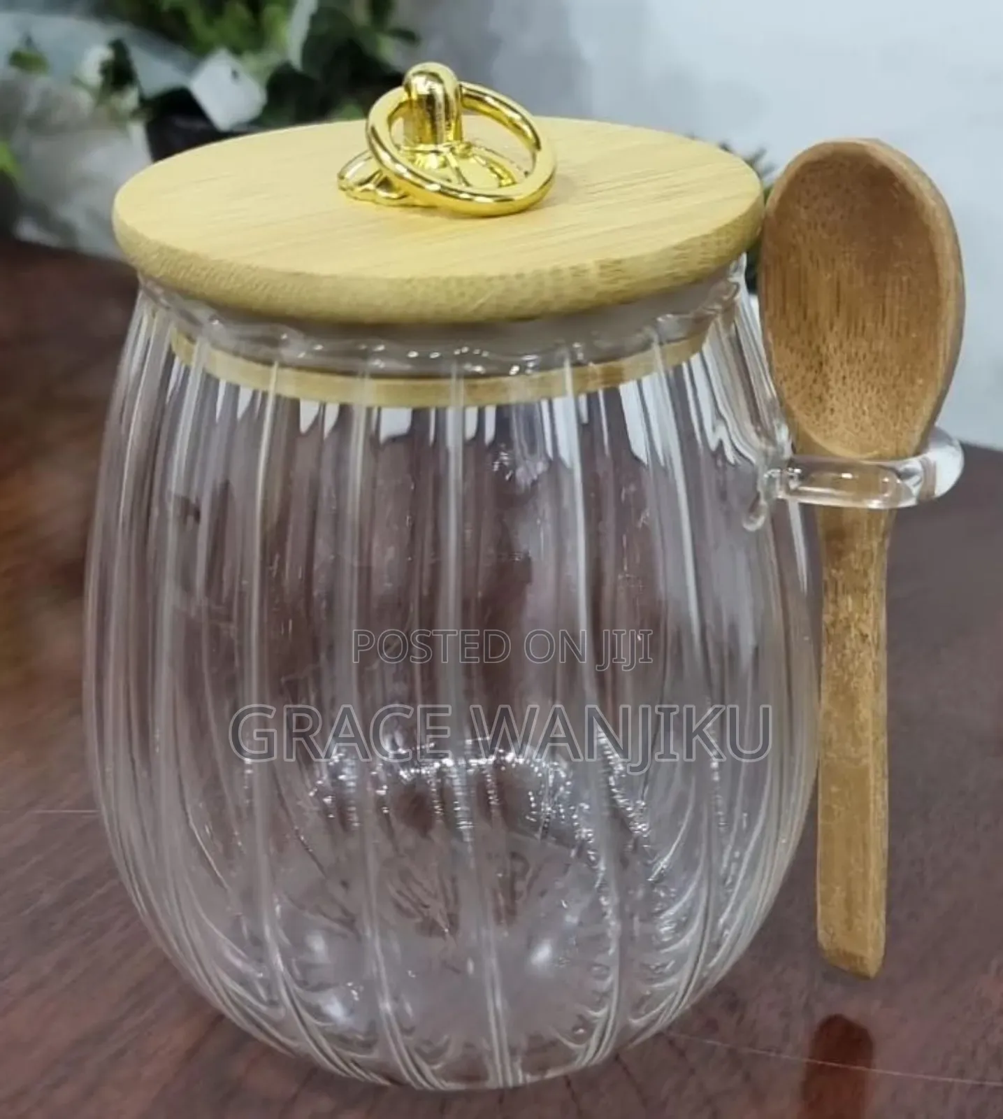 *800ml Glass Jar With Airtight Bamboo Lid + Bamboo Spoon