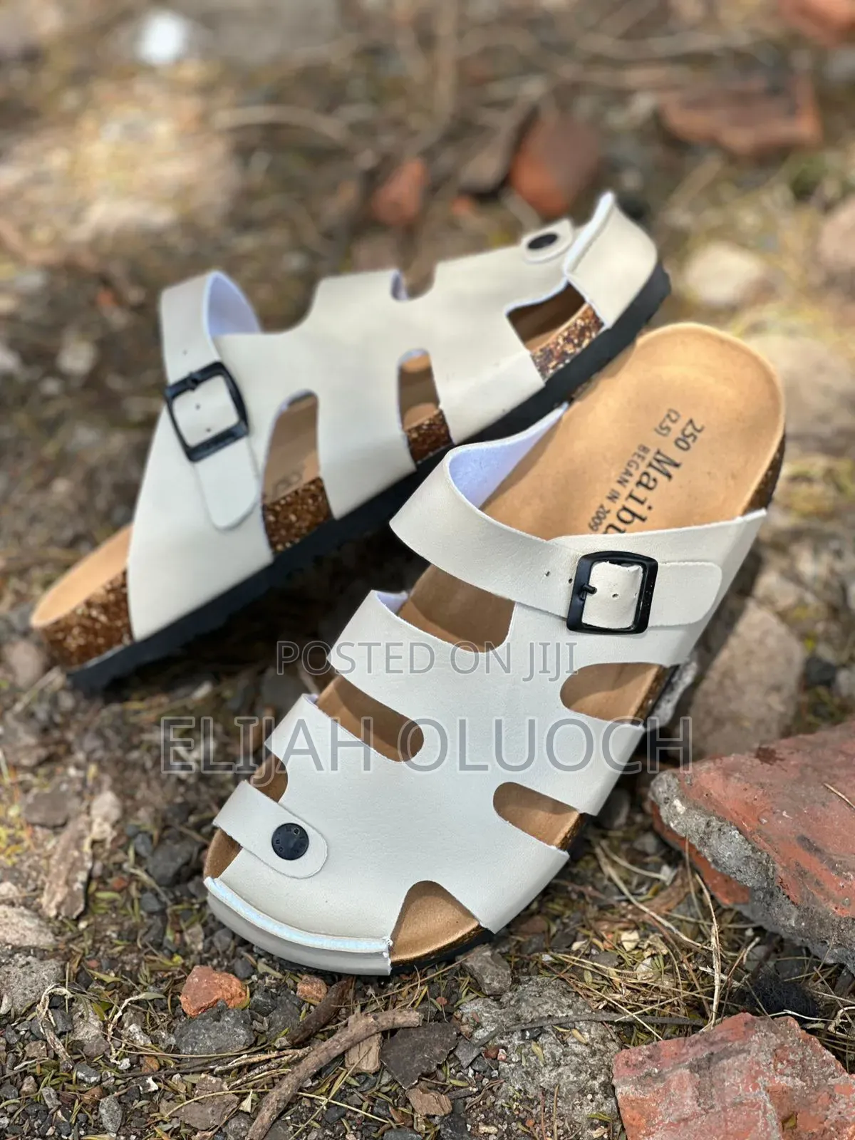 High Quality Pure Leather (Maibulun)White Cork Sandals