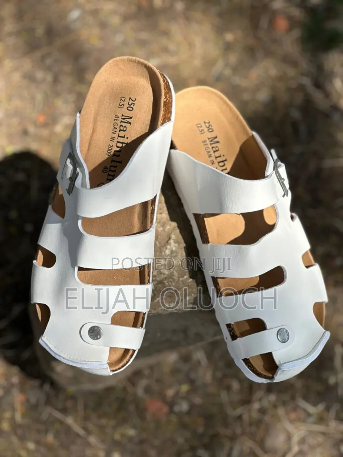 High Quality Pure Leather (Maibulun)White Cork Sandals