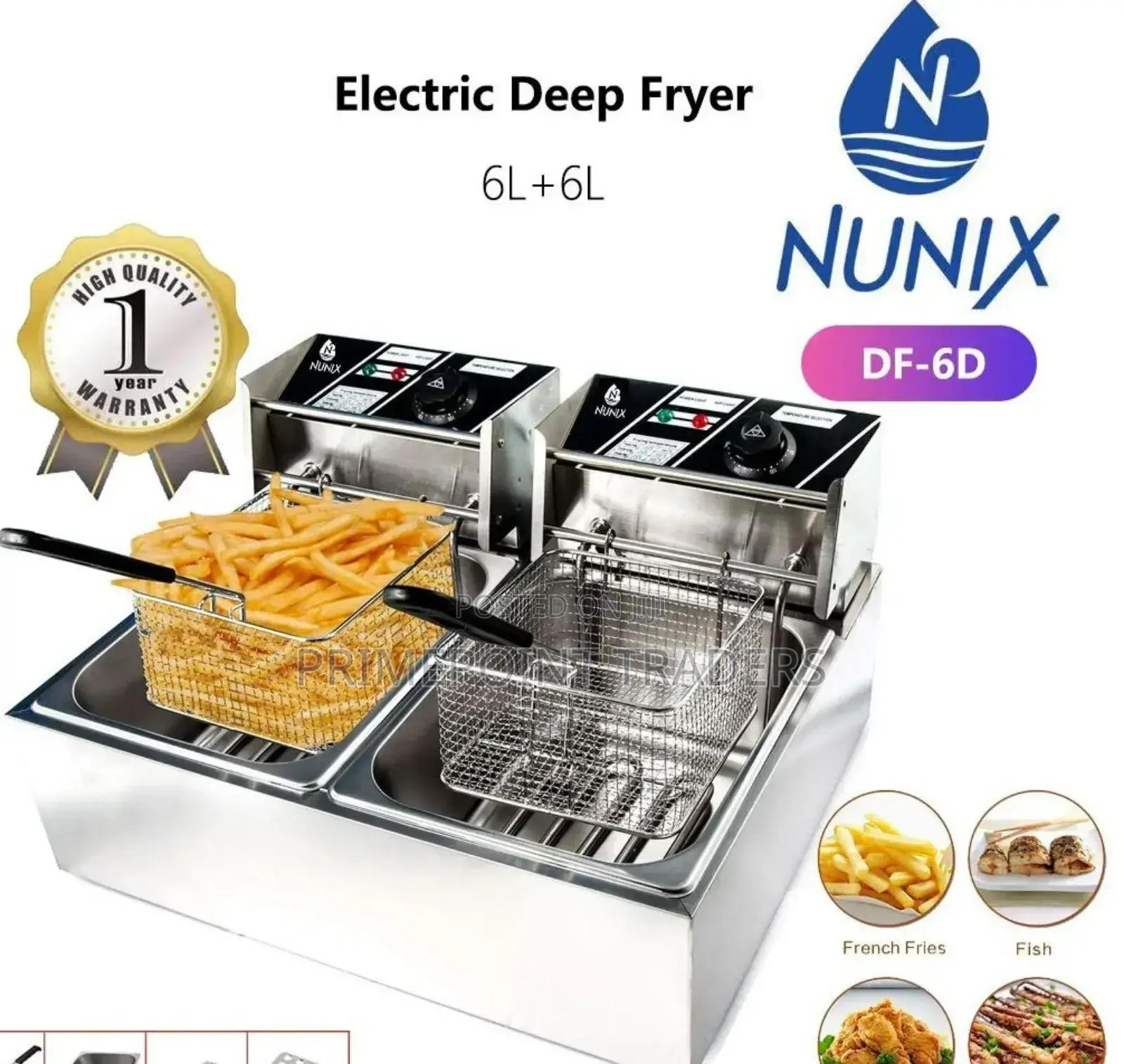 Nunix 6l+ 6l Double Stainless Steel Deep Fryer^ 