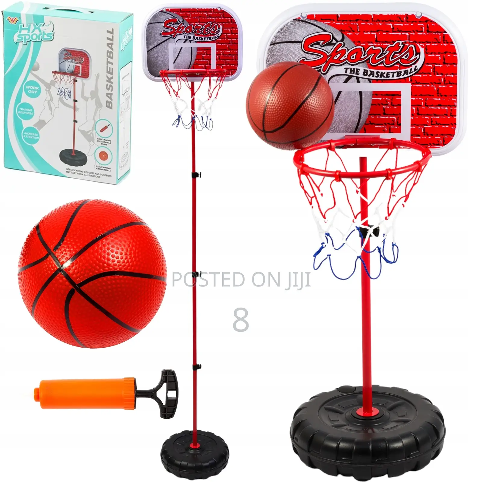 Kids’ Adjustable Basketball Set With Ball and Pump