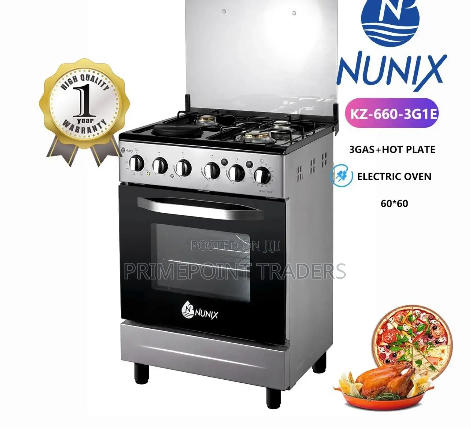 Nunix Gas 3g+1e Standing Cooker