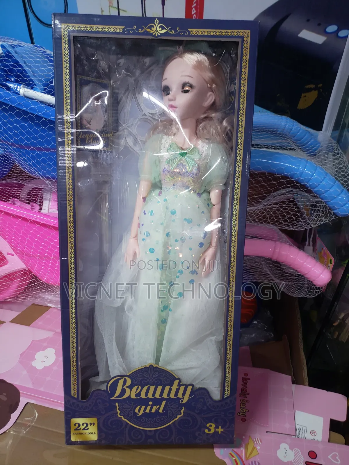 Lovely Baby Girls Doll With Hair and Pink Clothes