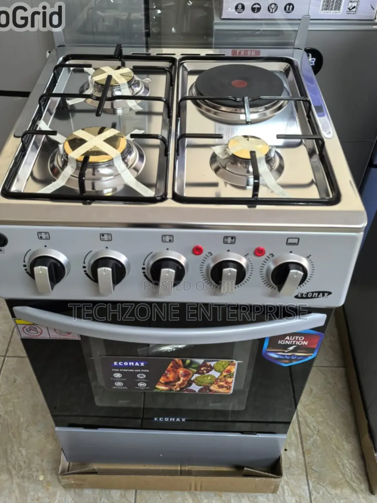 Ecomax 3 G + 1 E Cooker 50*55 Electric Oven in Silver Black,