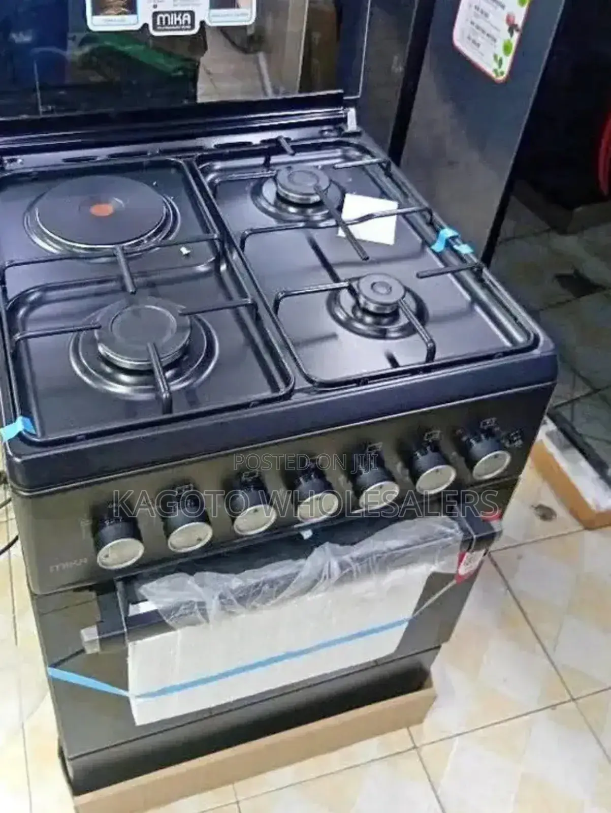 Mika 60 by 60 3g+ 1e Free Standing Gas Cooker M60/*Black*