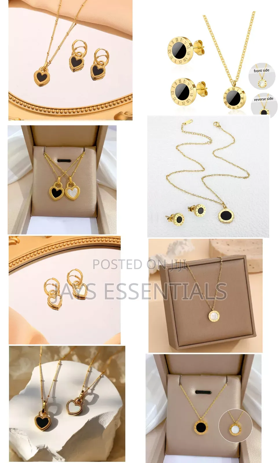 Reversible Stainless Steel Necklace and Earrings Set