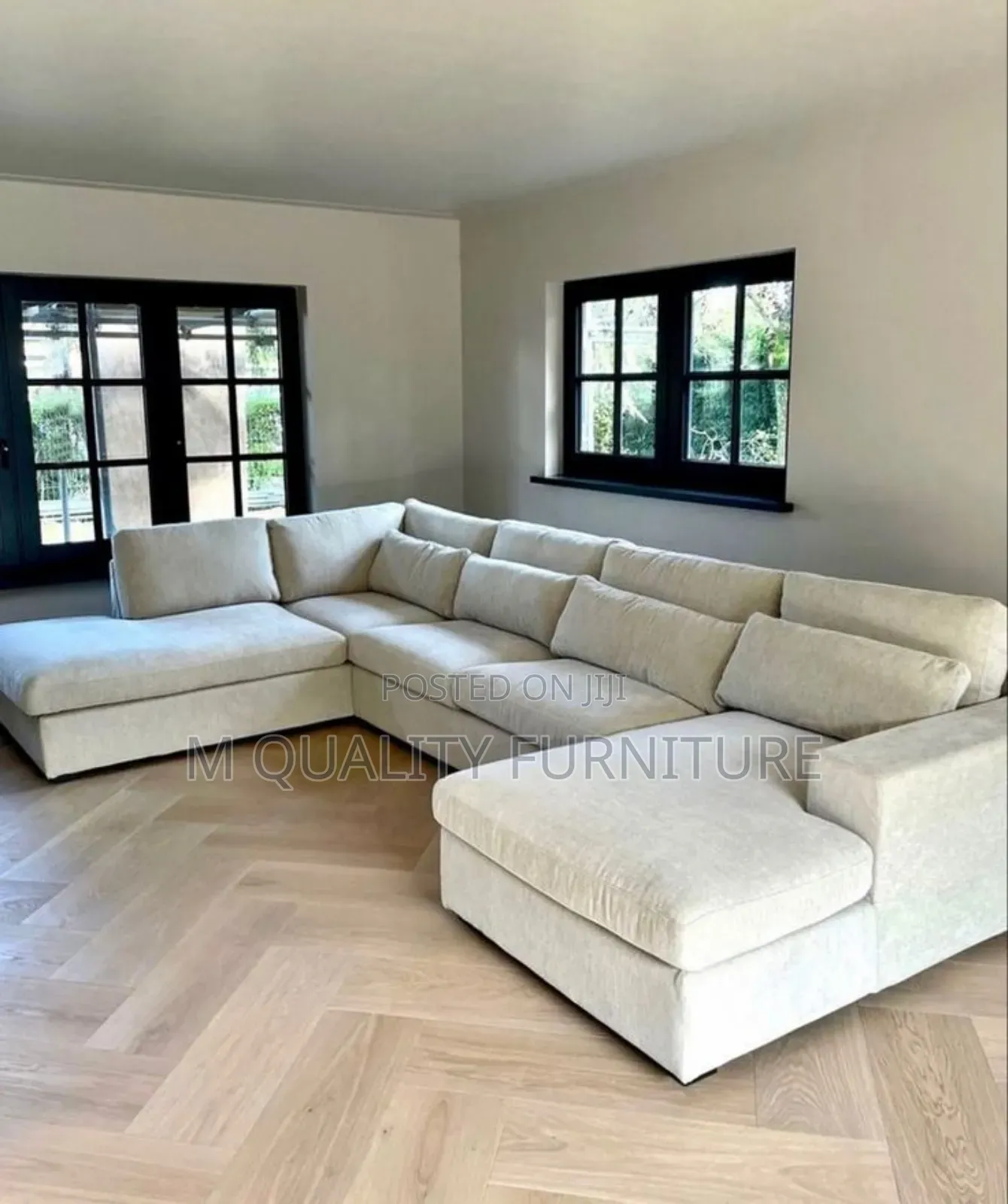 Cream White Classy U Shape Sofas