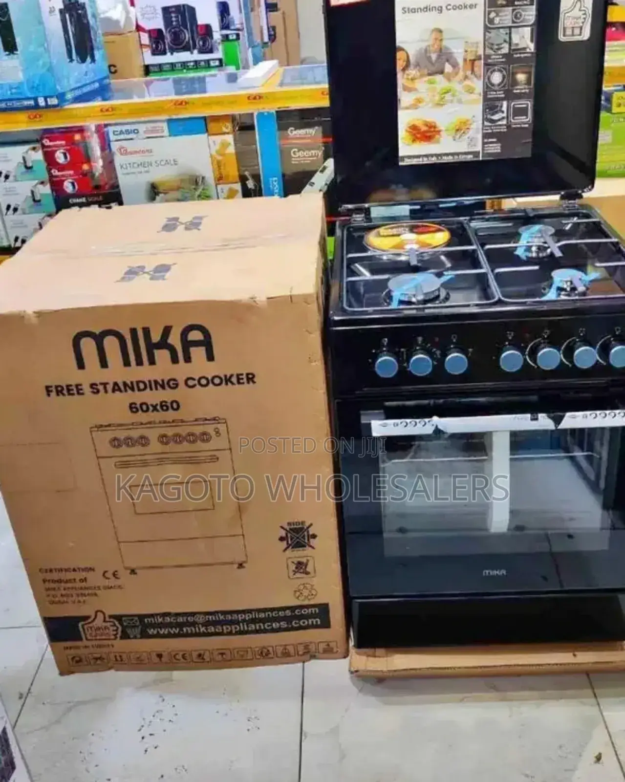 Mika 50by60 3+1 Standing Gas Cooker Black #M3+1#