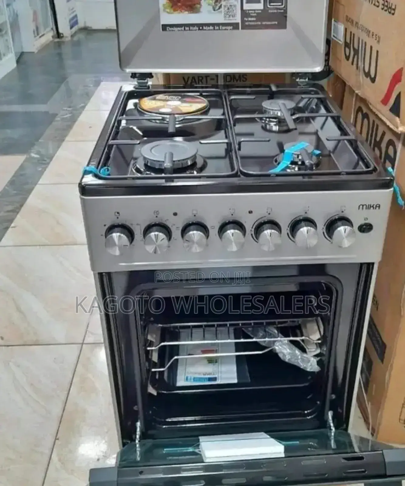 Mika 50by60 3+1 Free Standing Gas Cooker Black #M3+1#