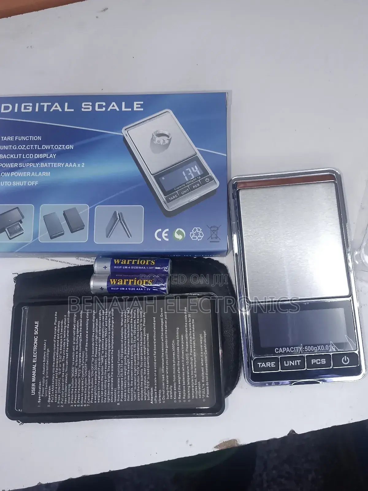 Portable Pocket Weighing 0.01g to 500g With Low Power Alarm